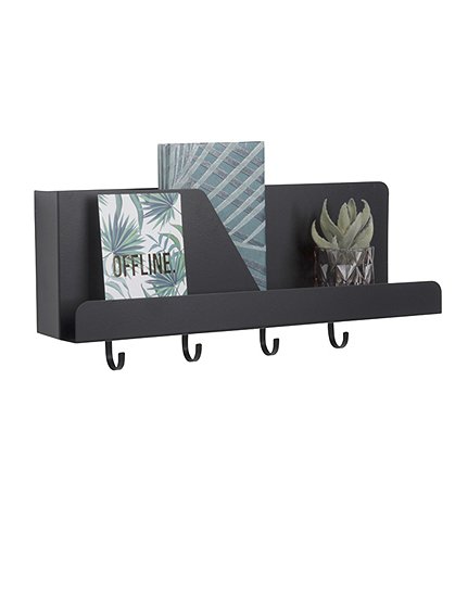 LV00811 Wandregal mit Haken, Metall 1
