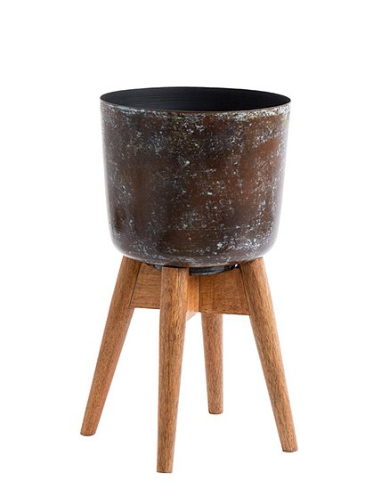 LV00878 Pflanzenständer, Messing/Holz 1