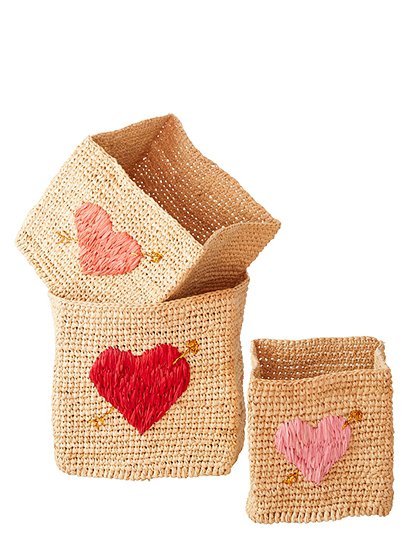 3er Set kleine Körbe mit Herz von rice &#9733; Kundenbewertung "Sehr gut" &#9733; 10&euro; Rabatt für Neukunden &#9733; Jetzt günstig kaufen bei car-Moebel.de