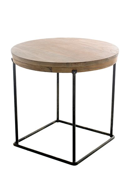 Metalltisch mit Teakplatte Nr:1056 1
