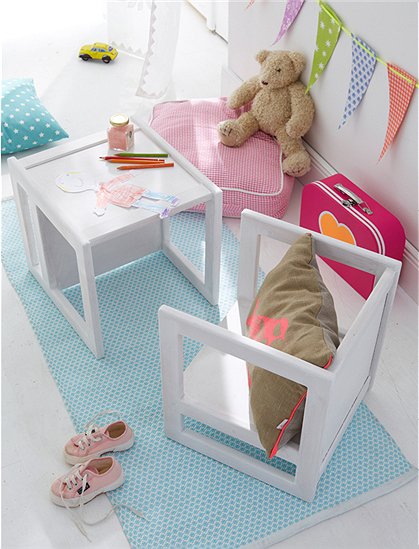 LV02036 Kinderstuhl Würfel, 2er Set, weiß  1