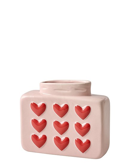 rosa Vase mit roten Herzen von rice &#9733; Kundenbewertung "Sehr gut" &#9733; 10&euro; Rabatt für Neukunden &#9733; Schnell verschickt &#9733; Jetzt kaufen bei car-Moebel.de