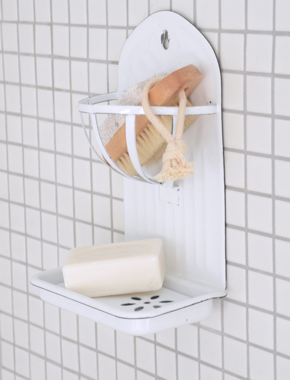 IB Laursen Emaille Seifenschale Mit Korb - Vintage Style Für Bad Und Garten