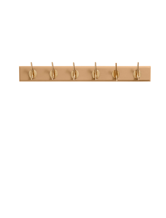 Wandgarderobe Haken von Nordal &#10003;aus Holz & Messing &#10003;6 Haken &#10003;für Kleiderbügel geeignet &#10003;minimalistisch &#10003;neu &#10003;jetzt entdecken