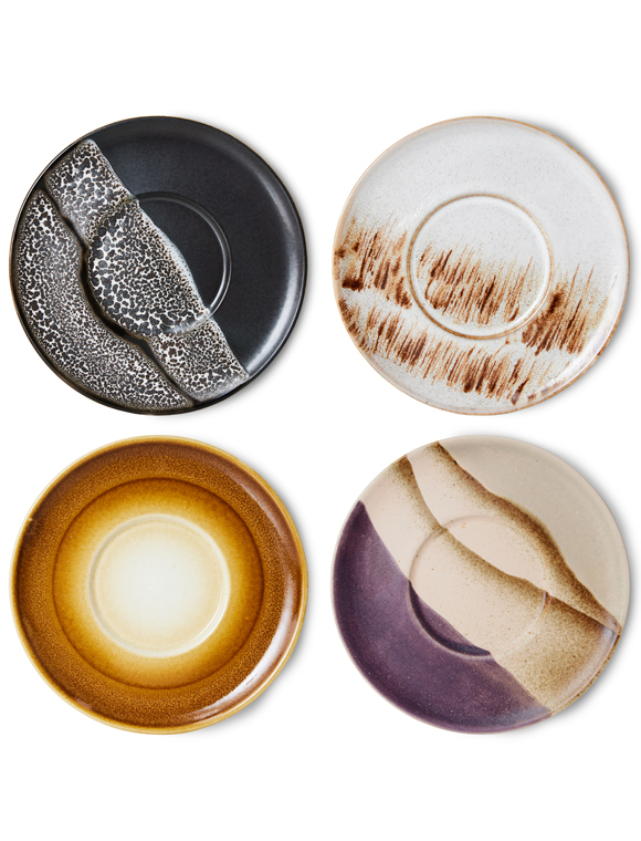4er Set Untertassen 70s Keramik von HKliving &#9733; Kundenbewertung "Sehr gut" &#9733; 12&percnt; Rabatt für Neukunden &#9733; Schnell verschickt &#9733; Jetzt bei car-Moebel.de