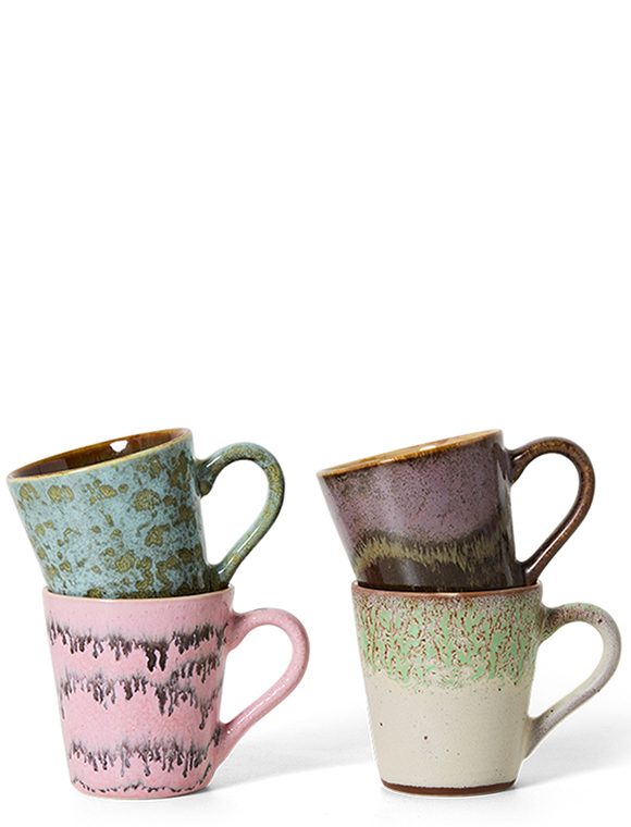 4er Set Espressotassen 70"s von HKliving &#9733; Kundenbewertung "Sehr gut" &#9733; 12&percnt; Rabatt für Neukunden &#9733; Schnell verschickt &#9733; Günstig bei car-Moebel.de
