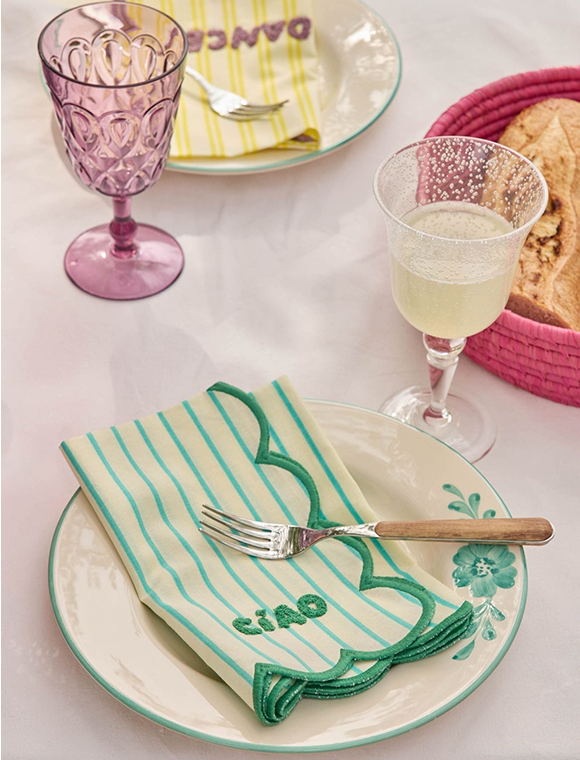 Stoffserviette 45x45, Streifen/Wellen von rice &#9733; Kundenbewertung "Sehr gut" &#9733; 12&percnt; Rabatt für Neukunden &#9733; Schnell verschickt &#9733; jetzt bei car-Moebel.de